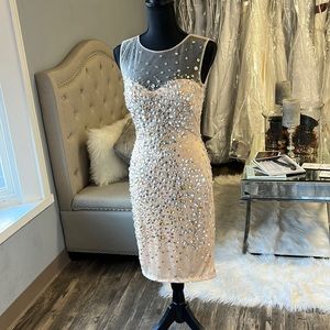 Cocktail Dress - Nude with large stones. By LARA